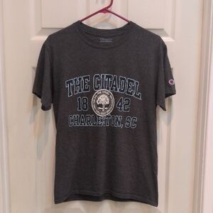 Champion Women's Short Sleeve Gray Citadel Military School Tee Shirt Size Small